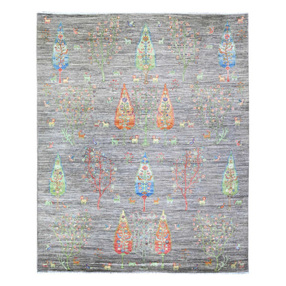 Transitional Wool Hand Knotted Rug Grey No Border 7.11X9.5 -O074644