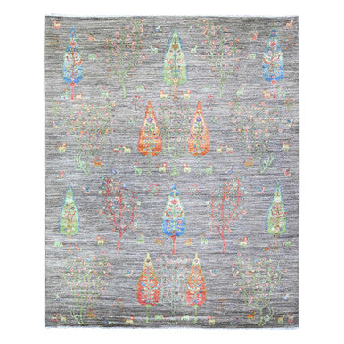 Transitional Wool Hand Knotted Rug Grey No Border 7.11X9.5 -O074644