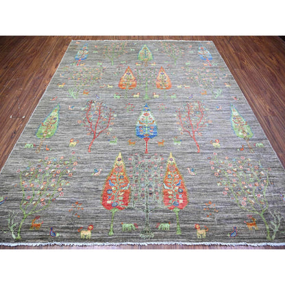 Transitional Wool Hand Knotted Rug Grey No Border 7.11X9.5 -O074644