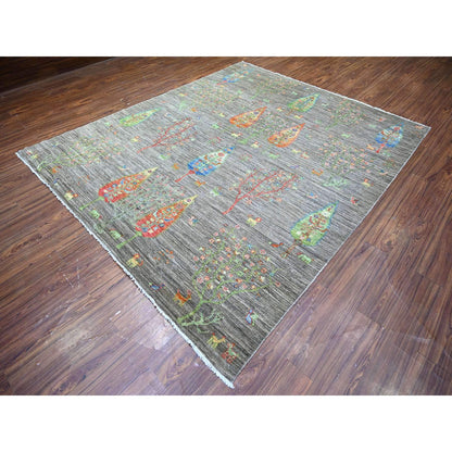 Transitional Wool Hand Knotted Rug Grey No Border 7.11X9.5 -O074644