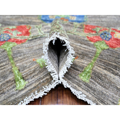 Transitional Wool Hand Knotted Rug Grey No Border 7.11X9.5 -O074644