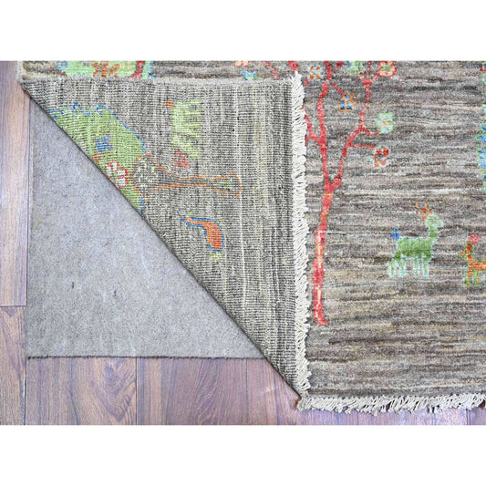 Oushak And Peshawar Wool Hand Knotted Rug Grey Blue 5.0X6.8 -O074646