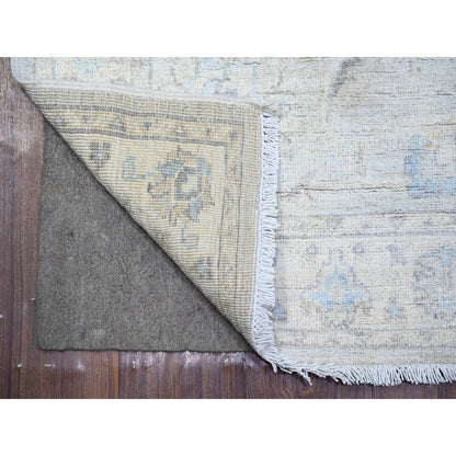 Oushak And Peshawar Wool Hand Knotted Rug Grey Ivory 2.6X12.2 -O074647
