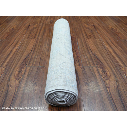 Oushak And Peshawar Wool Hand Knotted Rug Ivory Ivory 3.1X11.7 -O074649