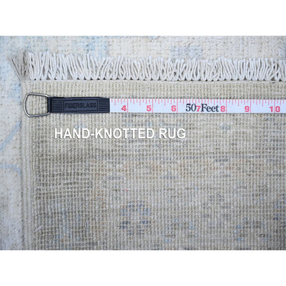 Oushak And Peshawar Wool Hand Knotted Rug Ivory Ivory 3.1X11.7 -O074649