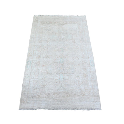 Oushak And Peshawar Wool Hand Knotted Rug Ivory White 3.1X5.0 -O074650
