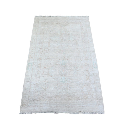 Oushak And Peshawar Wool Hand Knotted Rug Ivory White 3.1X5.0 -O074650
