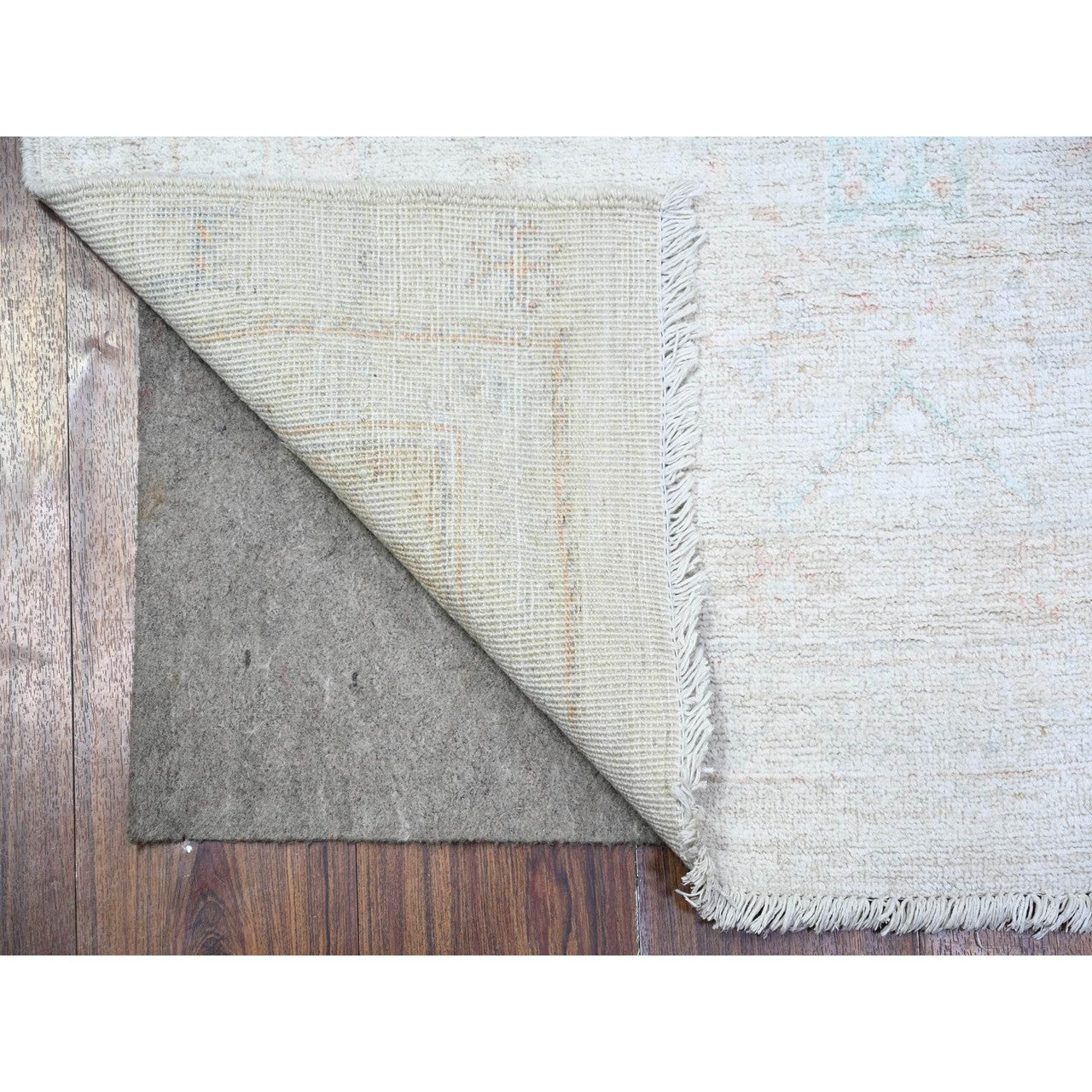 Oushak And Peshawar Wool Hand Knotted Rug Ivory White 3.1X5.0 -O074650