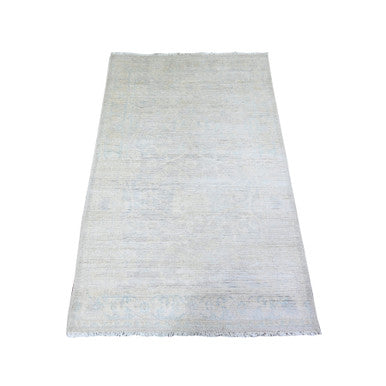 Oushak And Peshawar Wool Hand Knotted Rug Ivory Blue 3.0X4.10 -O074651