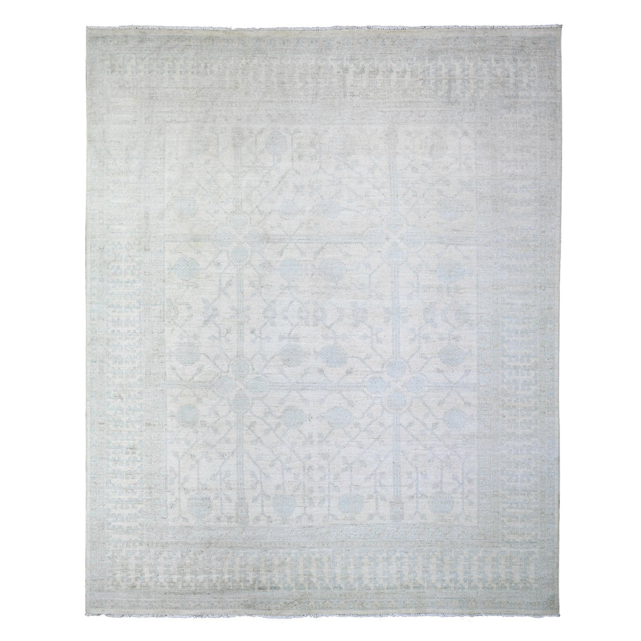 Ivory 7'10" x 9'5" Khotan and Samarkand Hand knotted Wool Rug - Sku: O074667