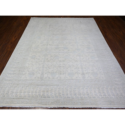 Khotan and Samarkand Wool Hand Knotted Rug Ivory Ivory 7.10X9.5 -O074667