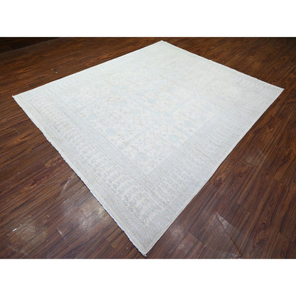 Khotan and Samarkand Wool Hand Knotted Rug Ivory Ivory 7.10X9.5 -O074667