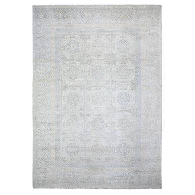 Oushak And Peshawar Wool Hand Knotted Rug Grey Silver Chalice  10.0X14.4 -O074668