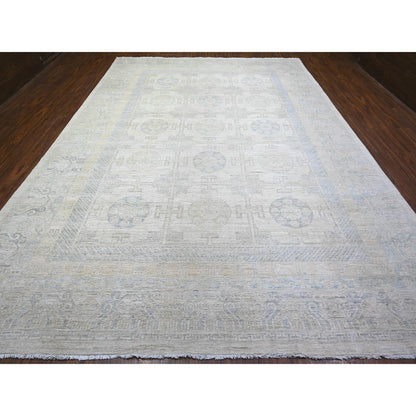 Oushak And Peshawar Wool Hand Knotted Rug Grey Silver Chalice  10.0X14.4 -O074668