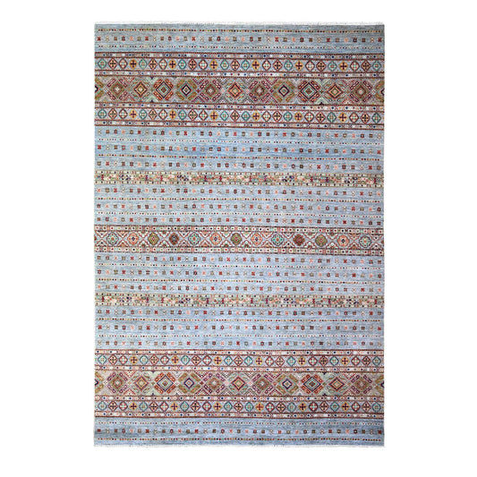 Kazak Wool Hand Knotted Rug Grey No Border 8.2X11.10 -O074676