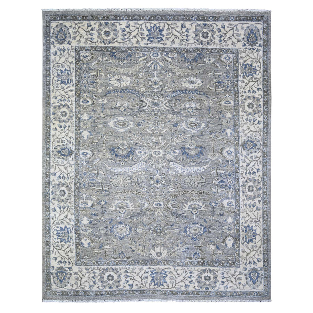Gray 7'10" x 9'9" Heriz Delicate Hand knotted Wool Rug -O074679