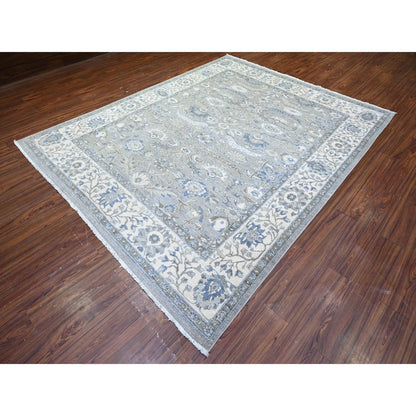 Heriz Wool Hand Knotted Rug Grey Delicate White 7.10X9.9 -O074679