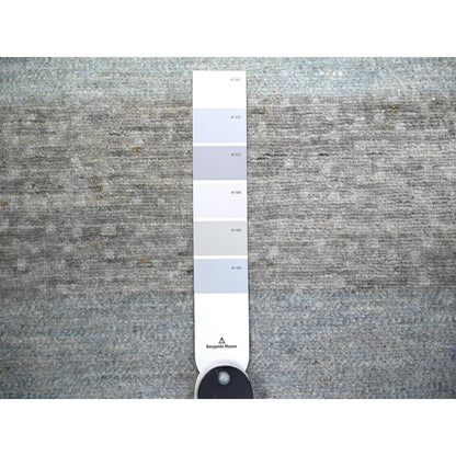 Tribal & Geometric Wool Hand Knotted Rug Grey Gray 2.8X9.5 -O074688