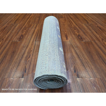 Tribal & Geometric Wool Hand Knotted Rug Blue Light Blue 2.8X10.11 -O074690