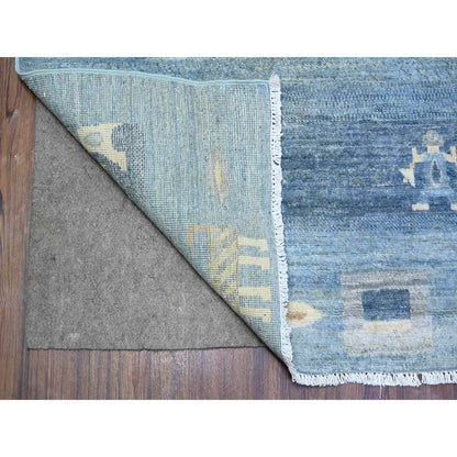Tribal & Geometric Wool Hand Knotted Rug Blue Light Blue 8.2X9.7 -O074691