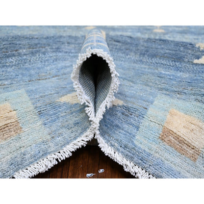 Tribal & Geometric Wool Hand Knotted Rug Blue Light Blue 8.2X9.7 -O074691