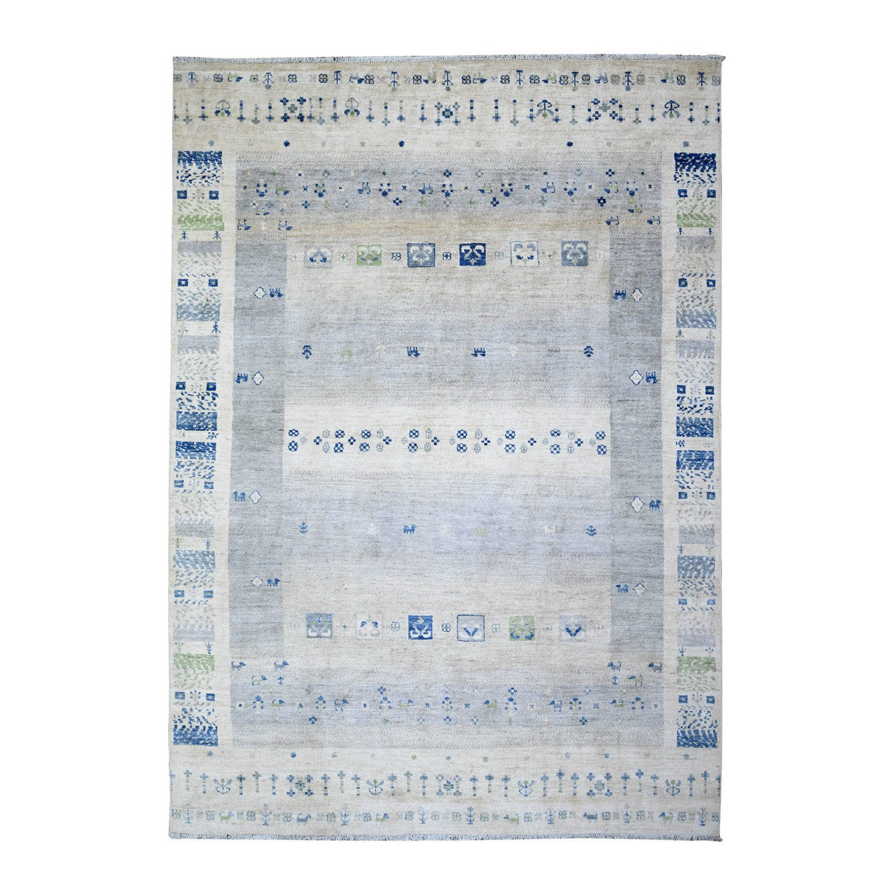 Gray 6'0" x 8'8" Tribal & Geometric Hand knotted Wool Rug - Sku: O074692