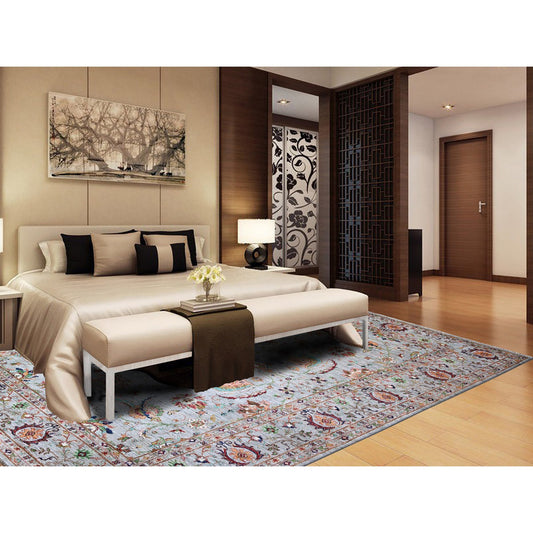 Oushak And Peshawar Wool Hand Knotted Rug Grey Light Gray 8.9X11.10 -O074694