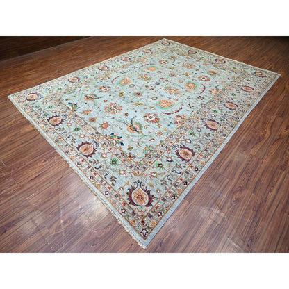 Oushak And Peshawar Wool Hand Knotted Rug Grey Light Gray 8.9X11.10 -O074694
