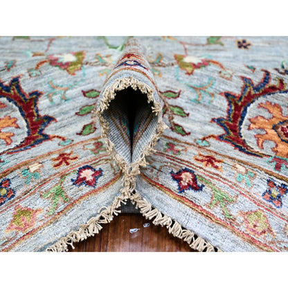 Oushak And Peshawar Wool Hand Knotted Rug Grey Light Gray 8.9X11.10 -O074694