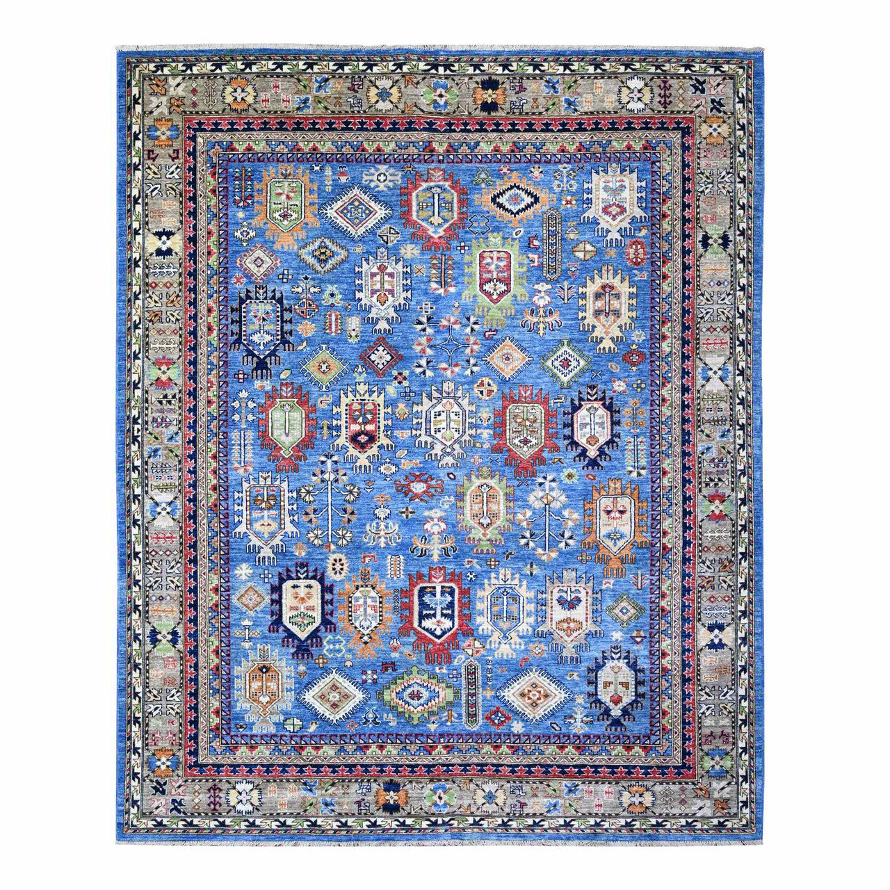 Gray 8'4" x 9'9" Tribal & Geometric Hand knotted Wool Rug - Sku: O074696