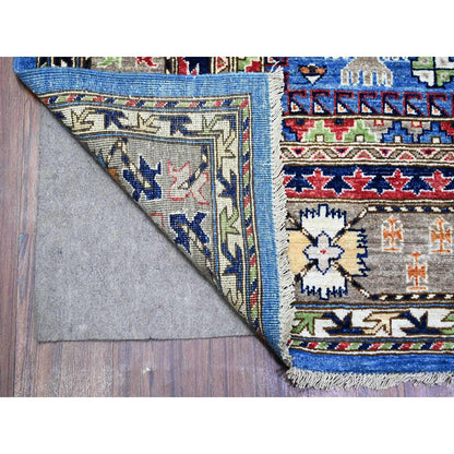 Tribal & Geometric Wool Hand Knotted Rug Blue Gray 8.4X9.9 -O074696