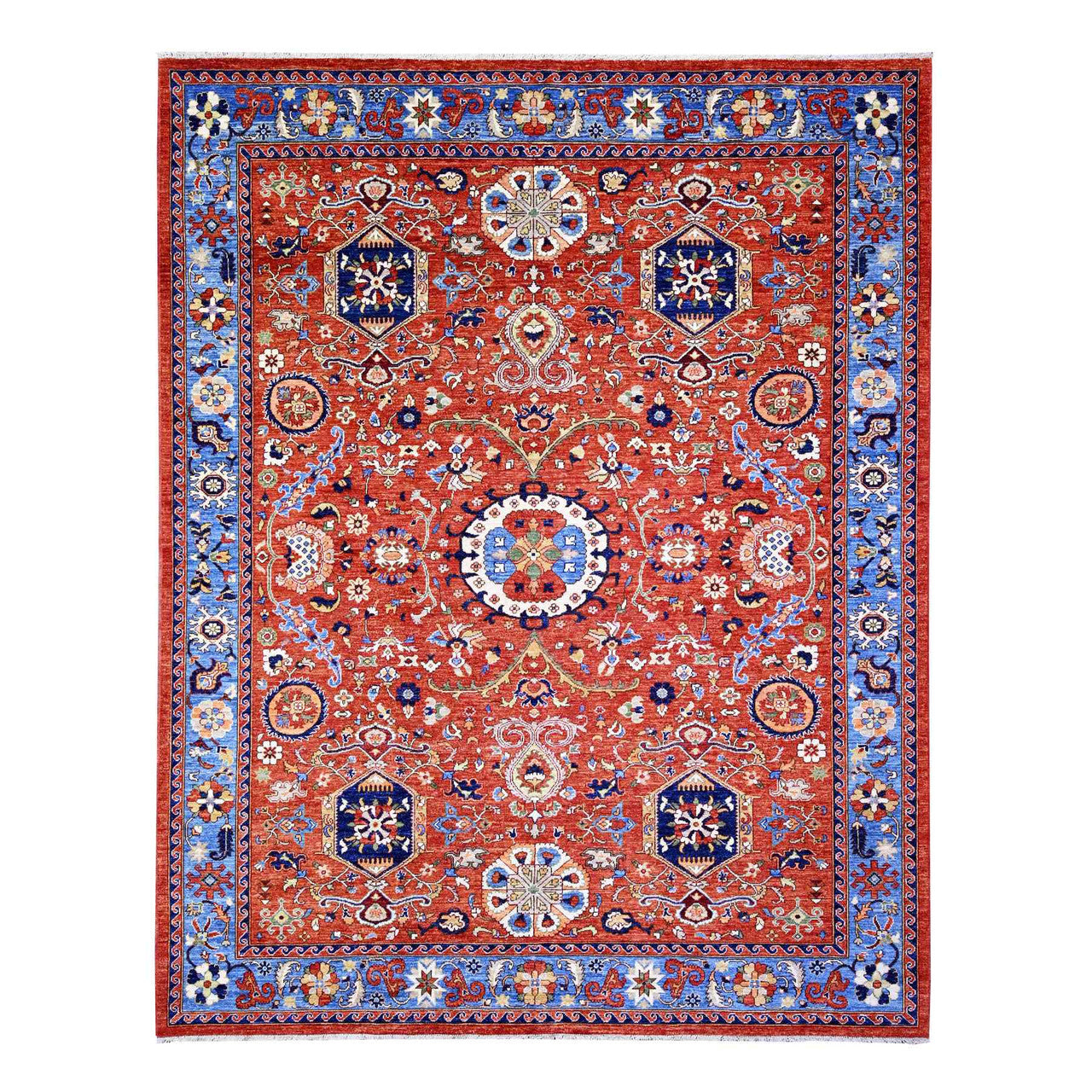 Red 8'2" x 10'1" Tribal & Geometric Hand knotted Wool Rug - Sku: O074698