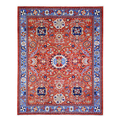 Tribal & Geometric Wool Hand Knotted Rug Red Blue 8.2X10.1 -O074698