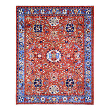 Tribal & Geometric Wool Hand Knotted Rug Red Blue 8.2X10.1 -O074698
