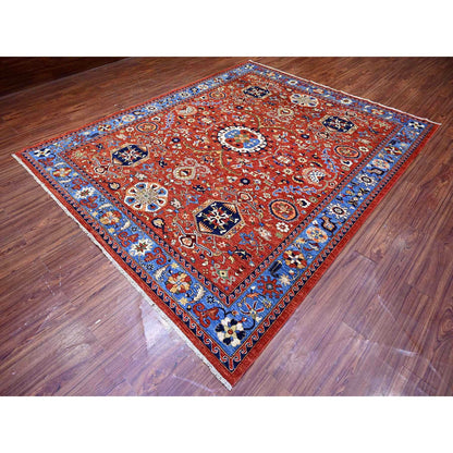 Tribal & Geometric Wool Hand Knotted Rug Red Blue 8.2X10.1 -O074698