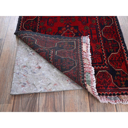 Tribal & Geometric Wool Hand Knotted Rug Red 1.9x4.10 -O0746