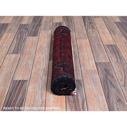 Tribal & Geometric Wool Hand Knotted Rug Red 1.9x4.10 -O0746