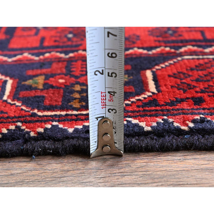 Tribal & Geometric Wool Hand Knotted Rug Red 1.9x4.10 -O0746