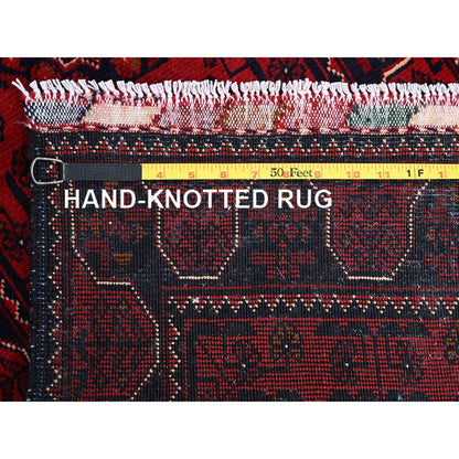 Tribal & Geometric Wool Hand Knotted Rug Red 1.9x4.10 -O0746