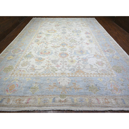 Oushak And Peshawar Wool Hand Knotted Rug Ivory Gray 12.2X15.11 -O074700