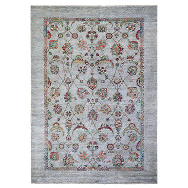 Oushak And Peshawar Wool Hand Knotted Rug Grey Gray 8.9X12.1 -O074704