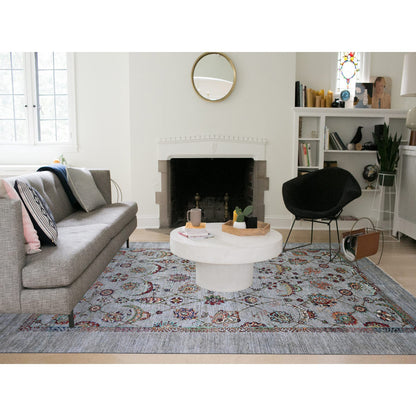 Oushak And Peshawar Wool Hand Knotted Rug Grey Gray 8.9X12.1 -O074704