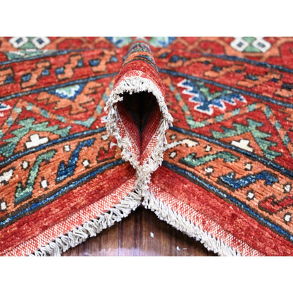 Tribal & Geometric Wool Hand Knotted Rug Red Red 7.11X9.6 -O074719