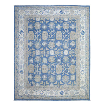 Kazak Wool Hand Knotted Rug Blue Ivory 7.8X9.7 -O074725
