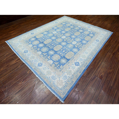 Kazak Wool Hand Knotted Rug Blue Ivory 7.8X9.7 -O074725