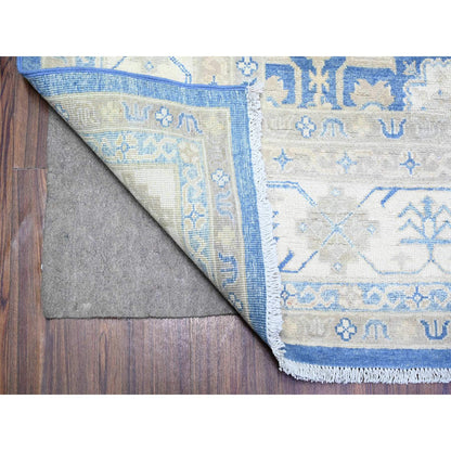 Kazak Wool Hand Knotted Rug Blue Ivory 7.8X9.7 -O074725
