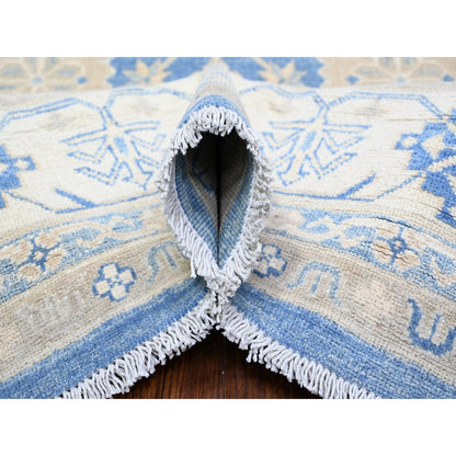 Kazak Wool Hand Knotted Rug Blue Ivory 7.8X9.7 -O074725