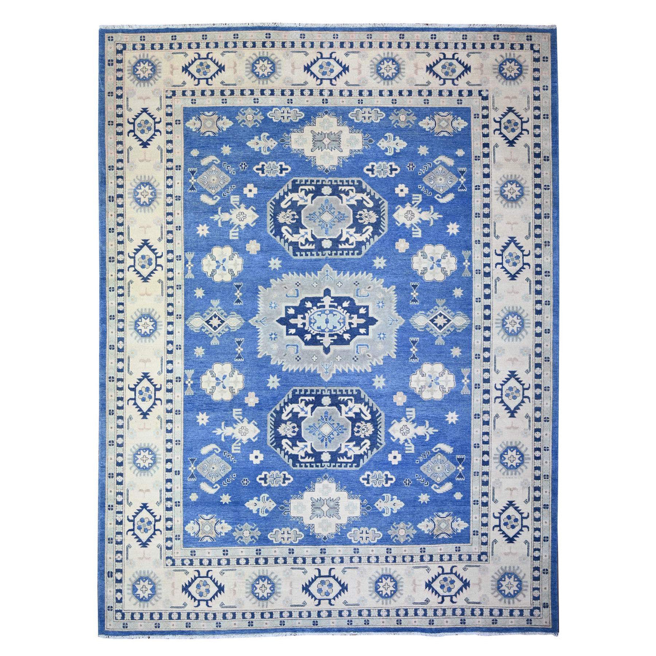 Blue 9'0" x 11'5" Kazak Hand knotted Wool Rug - Sku: O074726