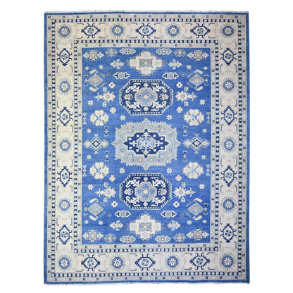 Kazak Wool Hand Knotted Rug Blue Ivory 9.0X11.5 -O074726