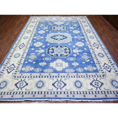 Kazak Wool Hand Knotted Rug Blue Ivory 9.0X11.5 -O074726